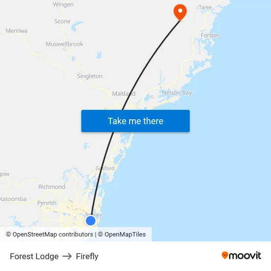 Forest Lodge to Firefly map
