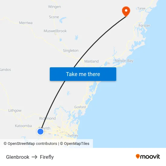 Glenbrook to Firefly map