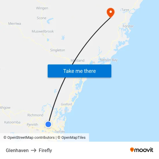 Glenhaven to Firefly map