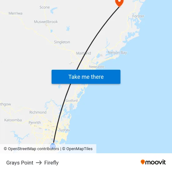 Grays Point to Firefly map