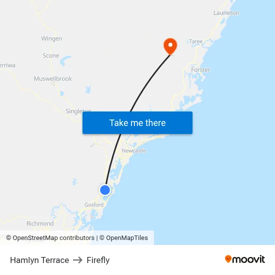 Hamlyn Terrace to Firefly map