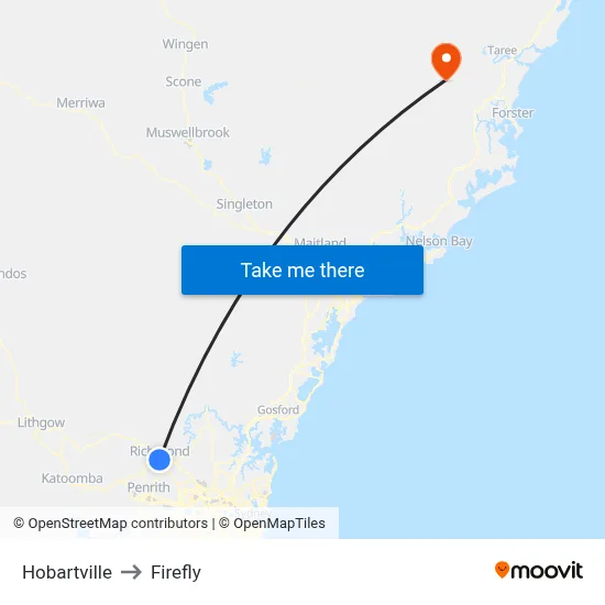 Hobartville to Firefly map