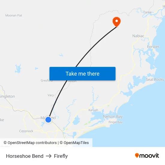 Horseshoe Bend to Firefly map
