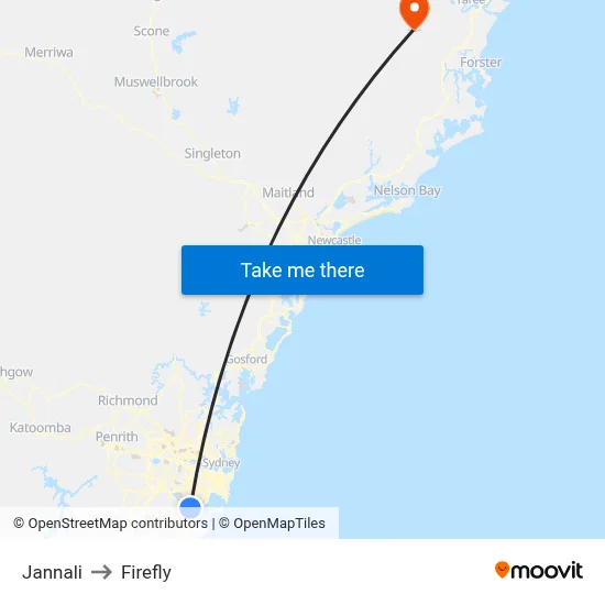 Jannali to Firefly map