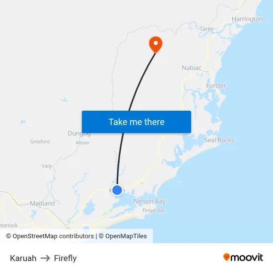 Karuah to Firefly map