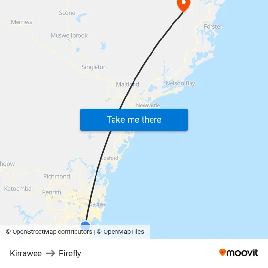 Kirrawee to Firefly map