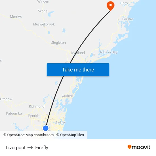 Liverpool to Firefly map