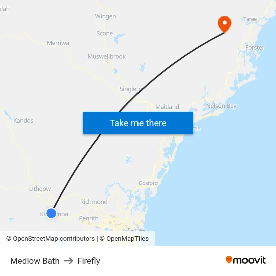 Medlow Bath to Firefly map