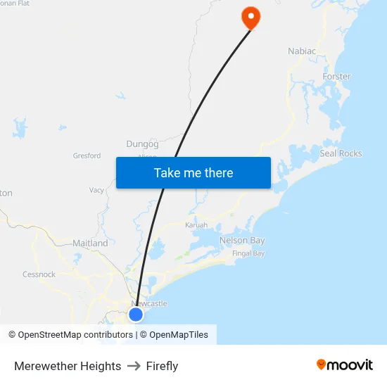 Merewether Heights to Firefly map