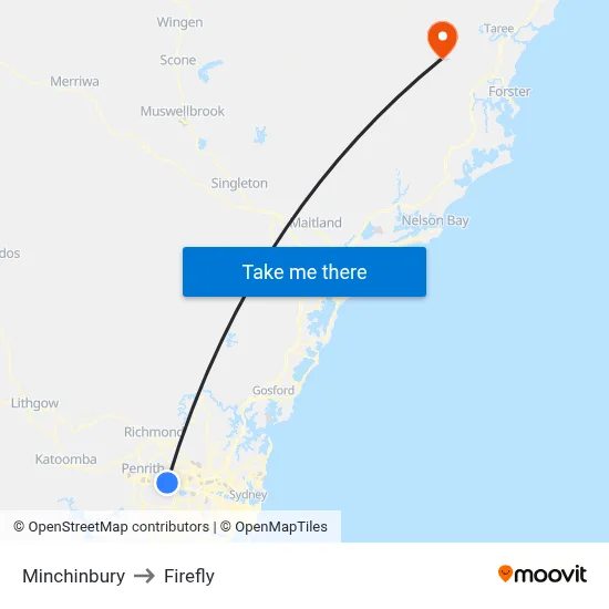 Minchinbury to Firefly map
