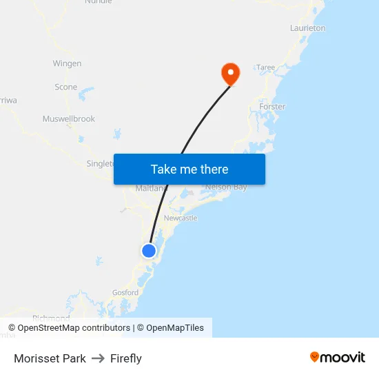 Morisset Park to Firefly map