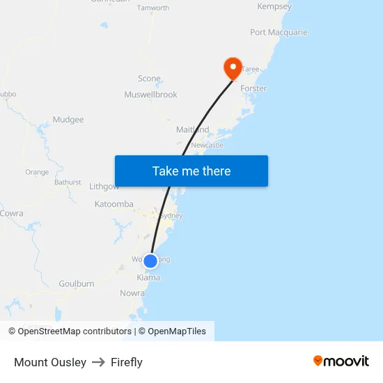Mount Ousley to Firefly map