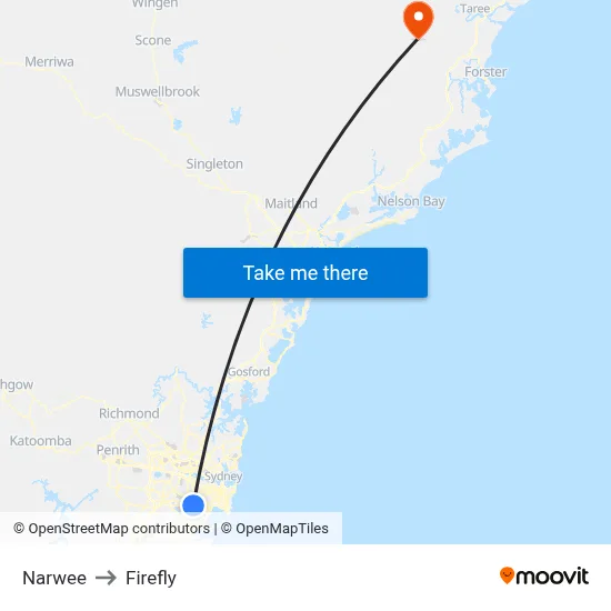 Narwee to Firefly map