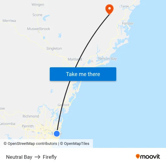 Neutral Bay to Firefly map