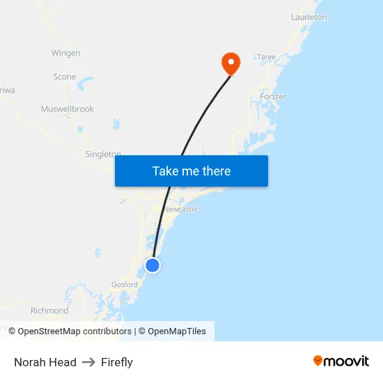 Norah Head to Firefly map