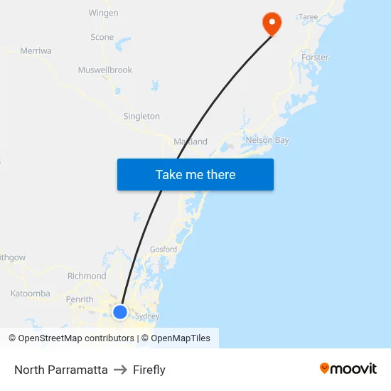 North Parramatta to Firefly map