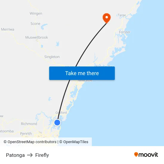Patonga to Firefly map