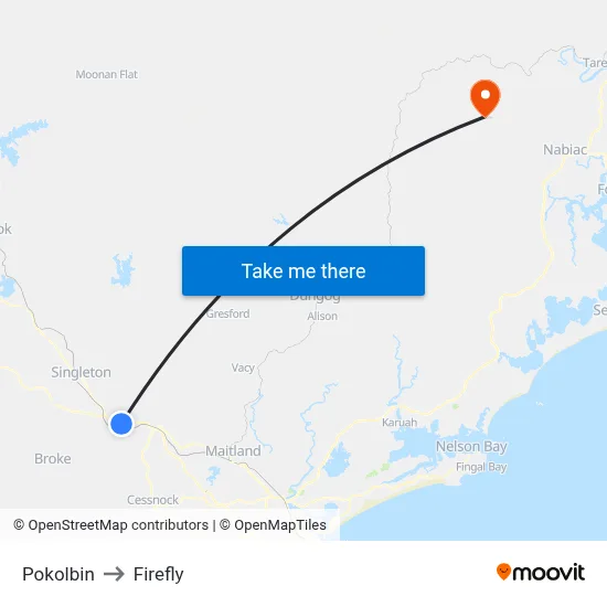 Pokolbin to Firefly map