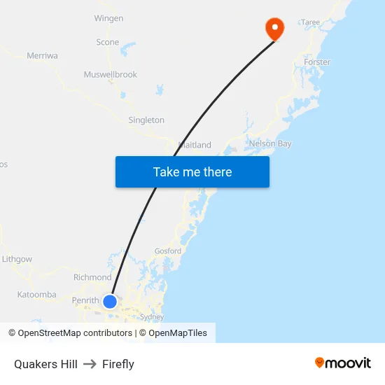 Quakers Hill to Firefly map