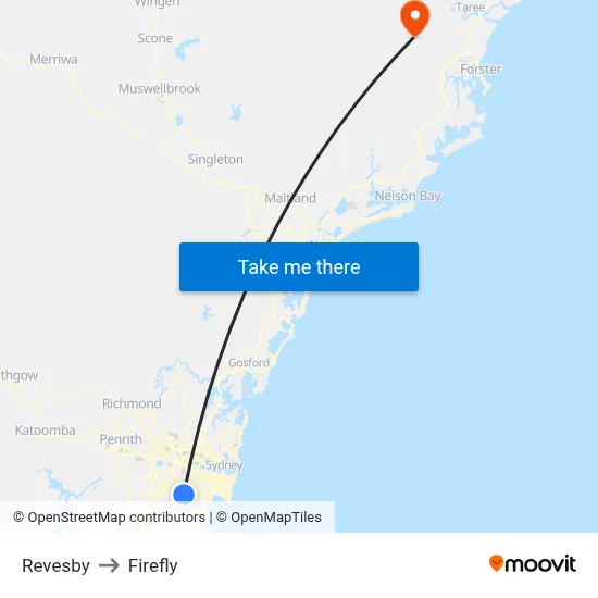 Revesby to Firefly map