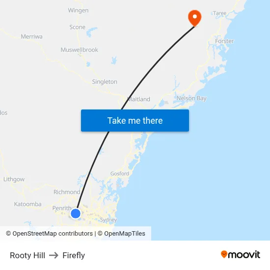 Rooty Hill to Firefly map