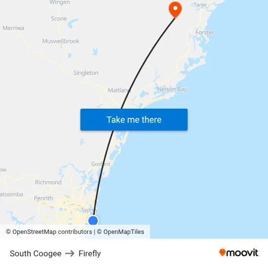 South Coogee to Firefly map
