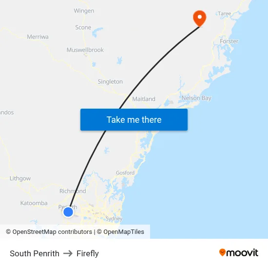 South Penrith to Firefly map