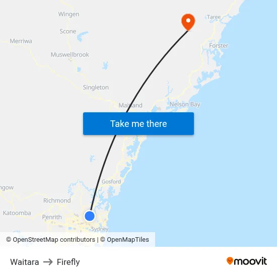 Waitara to Firefly map