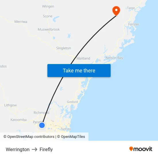 Werrington to Firefly map