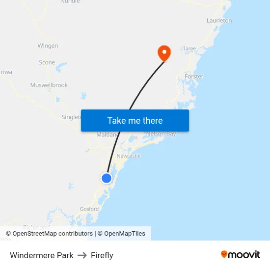 Windermere Park to Firefly map