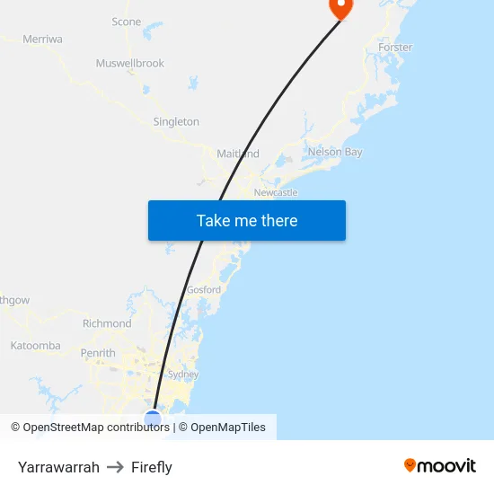 Yarrawarrah to Firefly map