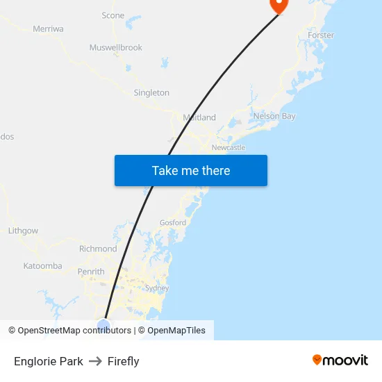 Englorie Park to Firefly map