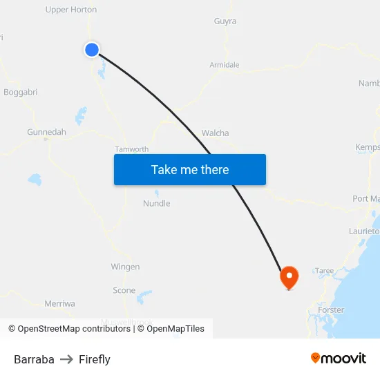 Barraba to Firefly map