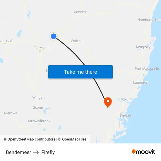 Bendemeer to Firefly map