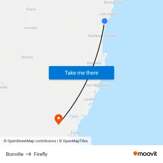 Bonville to Firefly map