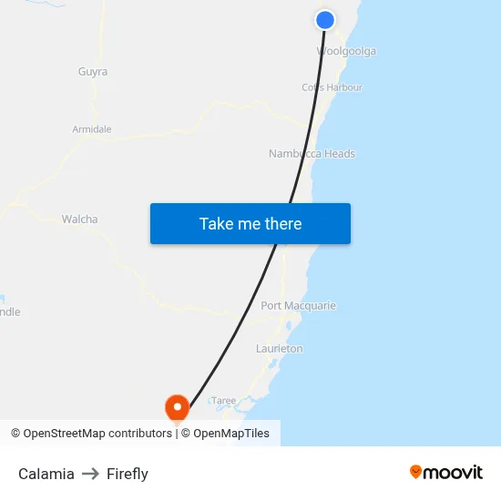 Calamia to Firefly map