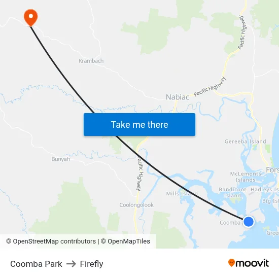 Coomba Park to Firefly map