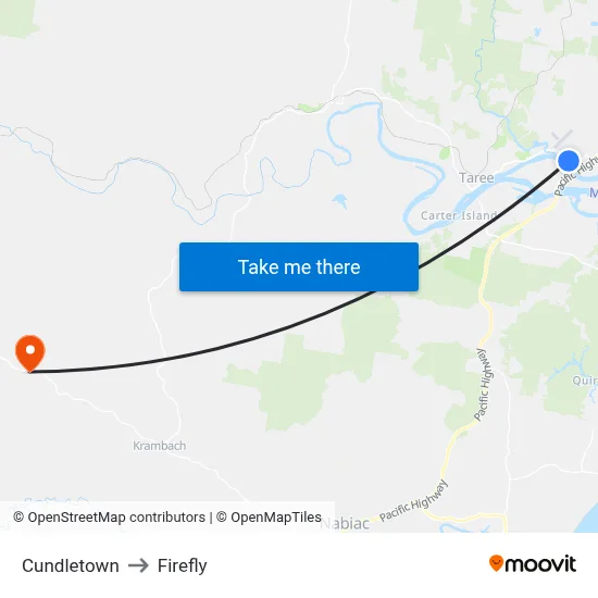 Cundletown to Firefly map