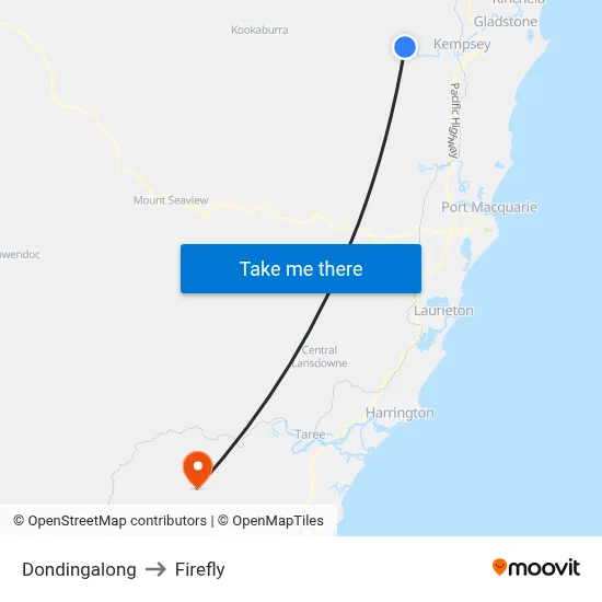 Dondingalong to Firefly map