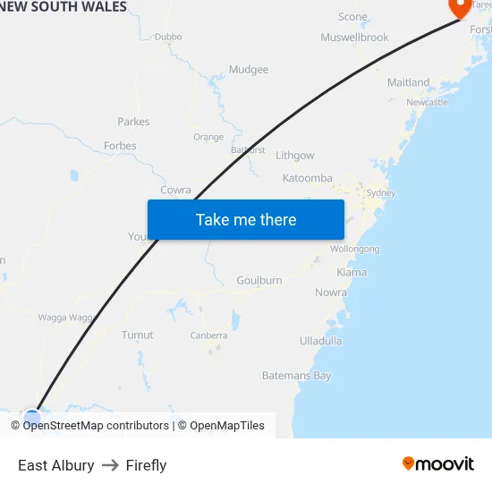 East Albury to Firefly map