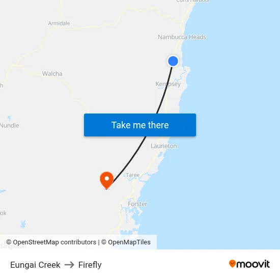 Eungai Creek to Firefly map