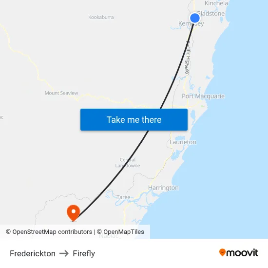 Frederickton to Firefly map