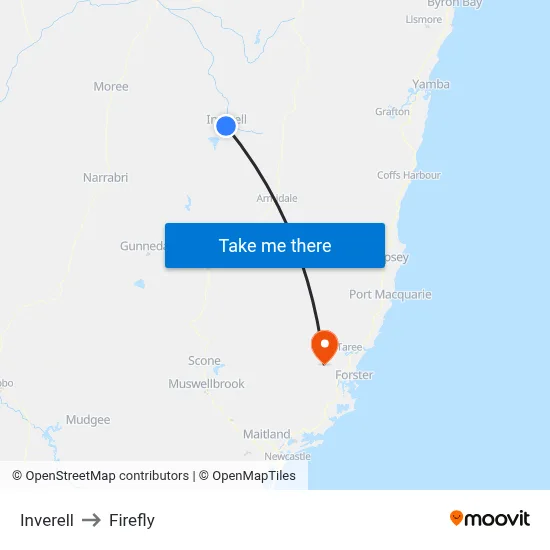 Inverell to Firefly map
