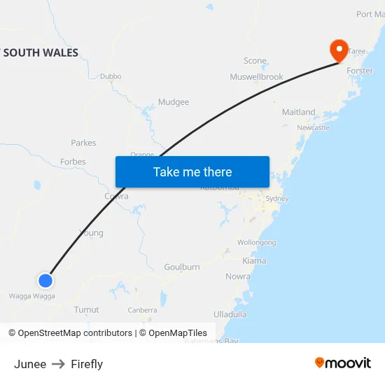 Junee to Firefly map