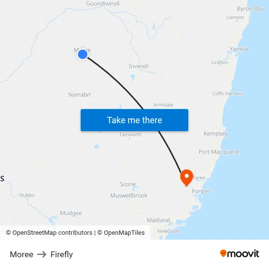 Moree to Firefly map
