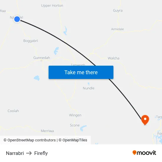 Narrabri to Firefly map