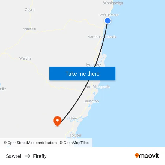Sawtell to Firefly map