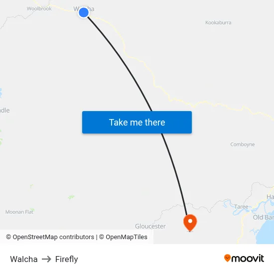 Walcha to Firefly map