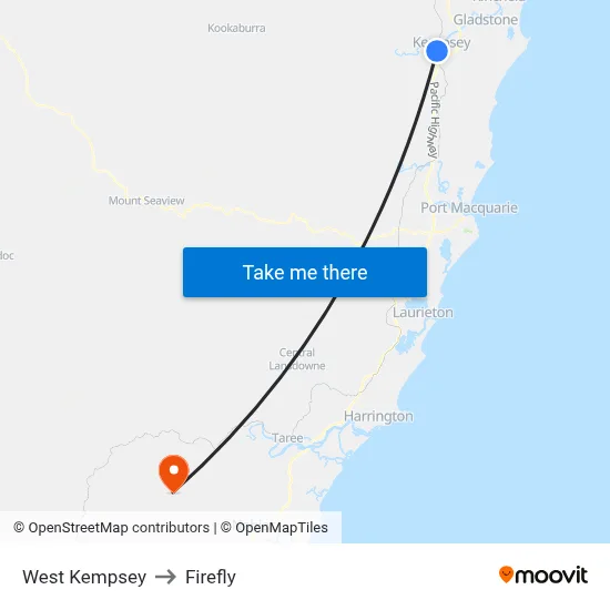 West Kempsey to Firefly map
