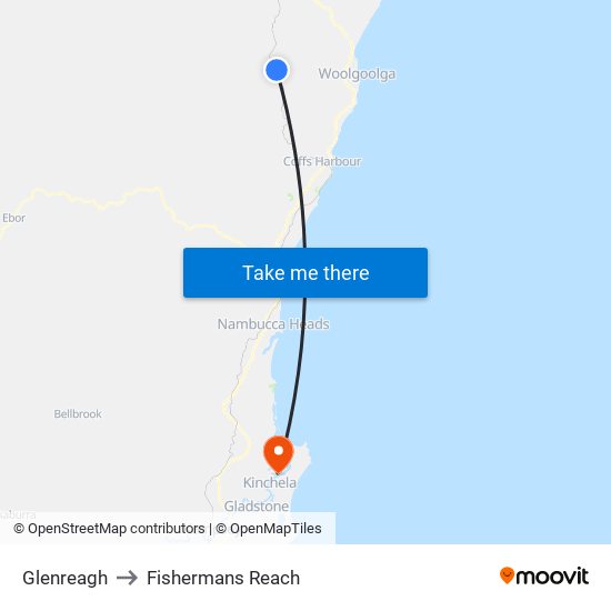 Glenreagh to Fishermans Reach map